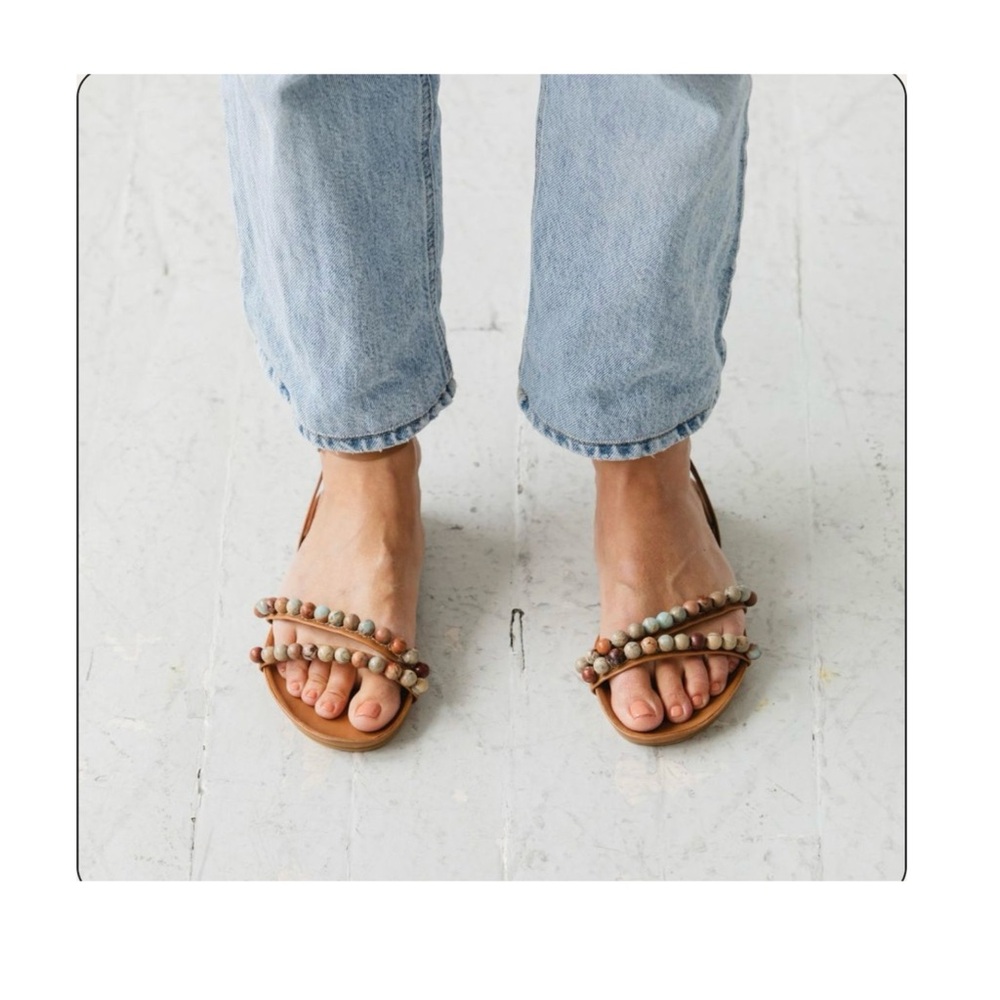 Beaded footbed sandals-Jasper